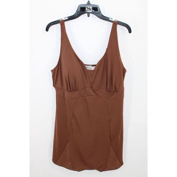 Jessica London Size 18 Womens Brown Swim Dress Swimsuit Nwot Liner Intact - Picture 1 of 9